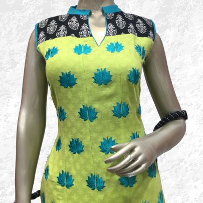 Green Cotton Anarkali Suit