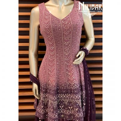 Wine Georgette Dhoti Suit