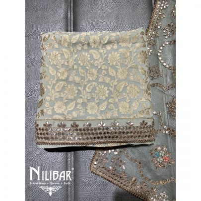 Mint Georgette Unstitched Suit