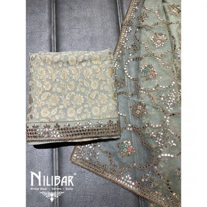 Mint Georgette Unstitched Suit