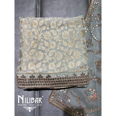 Mint Georgette Unstitched Suit