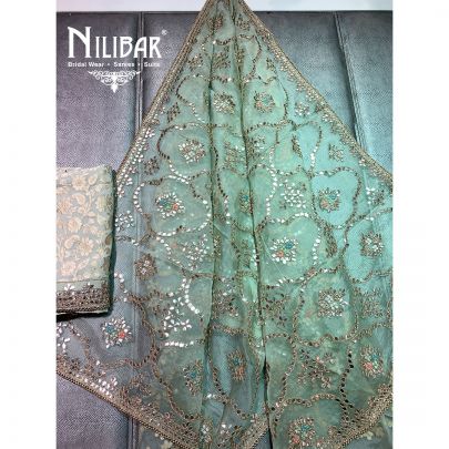 Mint Georgette Unstitched Suit