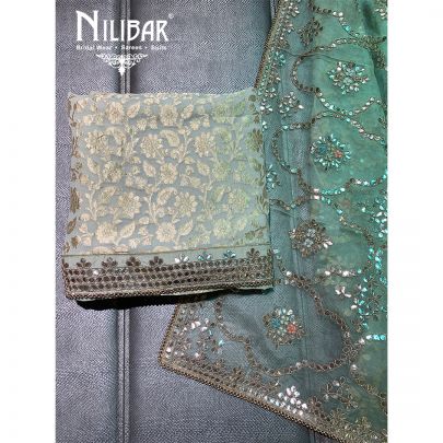 Mint Georgette Unstitched Suit