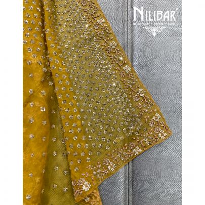 Mustard Georgette Unstitched Suit 