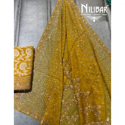 Mustard Georgette Unstitched Suit 