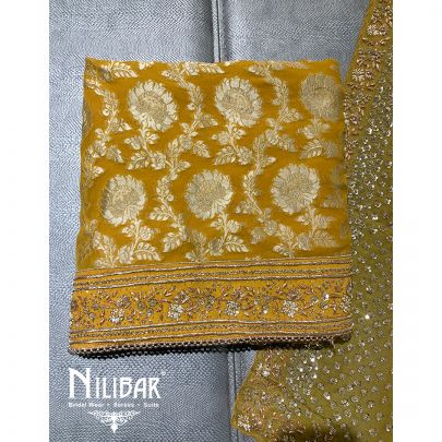 Mustard Georgette Unstitched Suit 