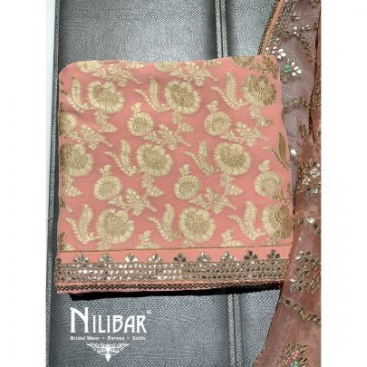 Peach Georgette Unstitched Suit