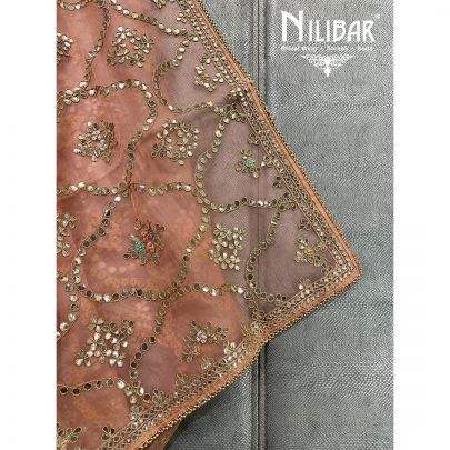 Peach Georgette Unstitched Suit