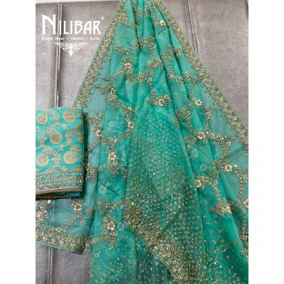 Seafoam Green Georgette Unstitched Suit