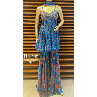 Blue Chinon Garara Suit
