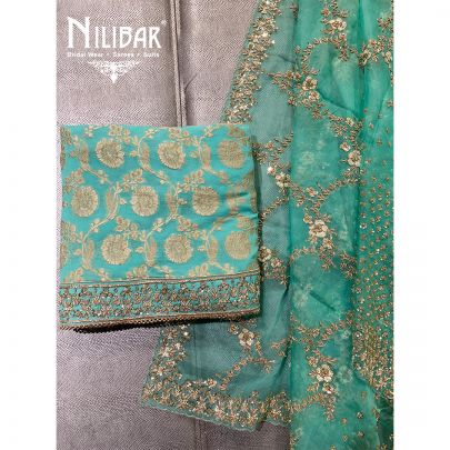 Seafoam Green Georgette Unstitched Suit