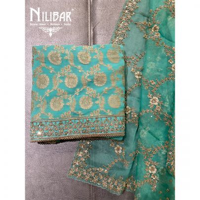Seafoam Green Georgette Unstitched Suit