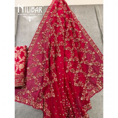 Magenta Georgette Unstitched Suit 