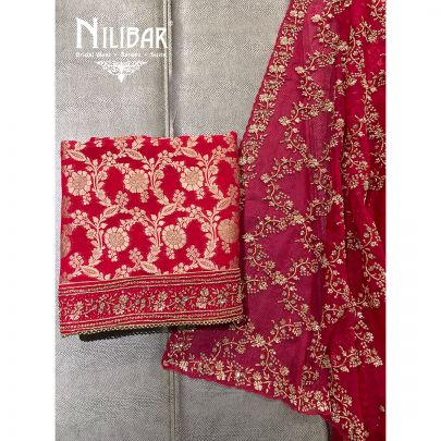 Magenta Georgette Unstitched Suit 