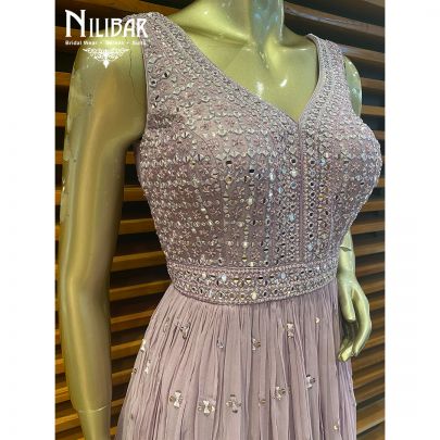 Cream Chinon Anarkali