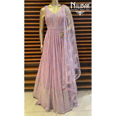 Cream Chinon Anarkali