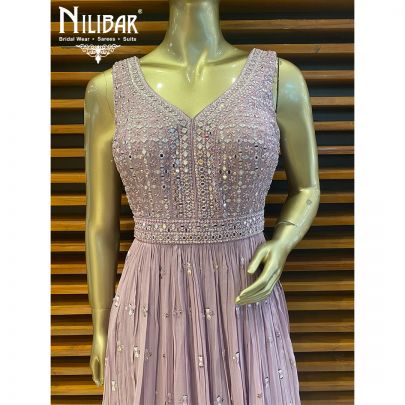 Cream Chinon Anarkali