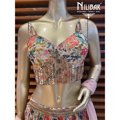 Multicolored Organza Lehenga