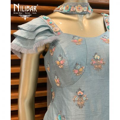 Powder Blue Silk Dhoti Suit