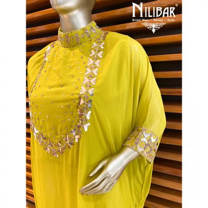 Parrot Green Georgette Kaftan Style Set