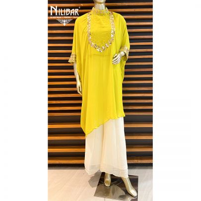 Parrot Green Georgette Kaftan Style Set