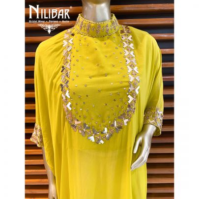Parrot Green Georgette Kaftan Style Set