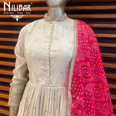 Cream Silk Anarkali Suit