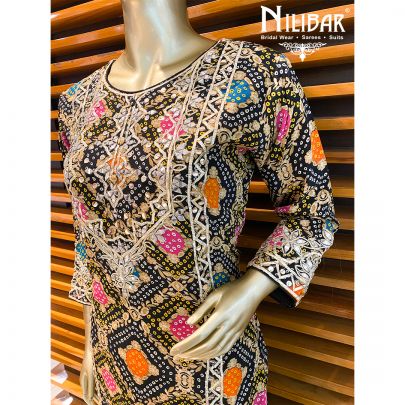 Black Crepe Sharar Suit