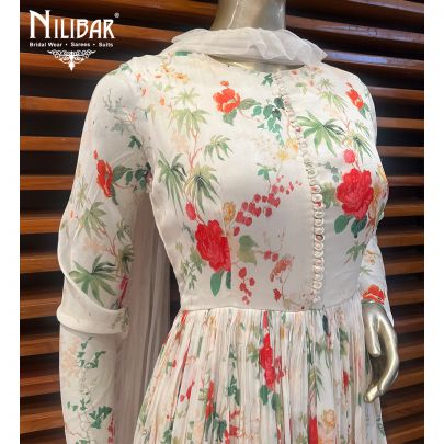 White Chinon Anarkali Suit