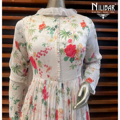 White Chinon Anarkali Suit