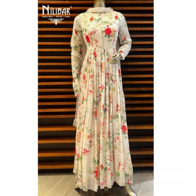 White Chinon Anarkali Suit