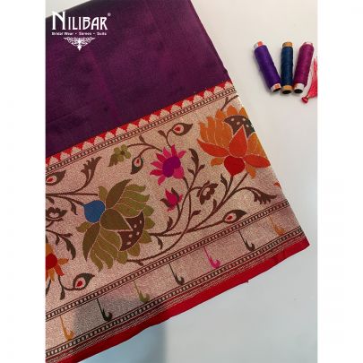 Wine Silk Banarasi Saree