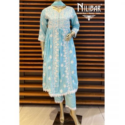 Baby Blue Cotton Pant Suit