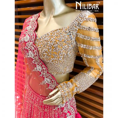 Yellow and Magenta Silk Bridal Lehenga