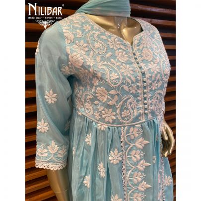 Baby Blue Cotton Pant Suit