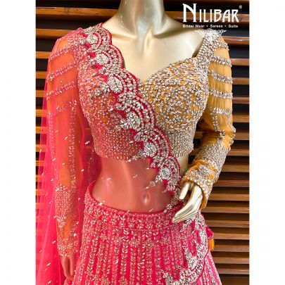 Yellow and Magenta Silk Bridal Lehenga