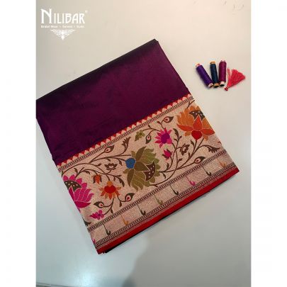 Wine Silk Banarasi Saree