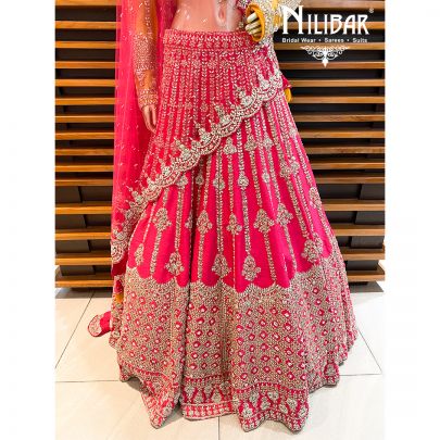 Yellow and Magenta Silk Bridal Lehenga
