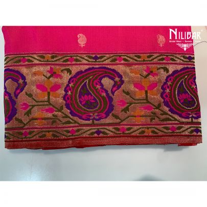 Fluorescent Pink Silk Banarasi Saree