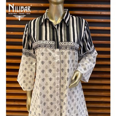 Black and White Cotton Palazzo Suit