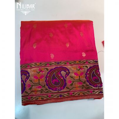 Fluorescent Pink Silk Banarasi Saree