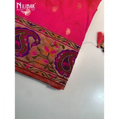 Fluorescent Pink Silk Banarasi Saree
