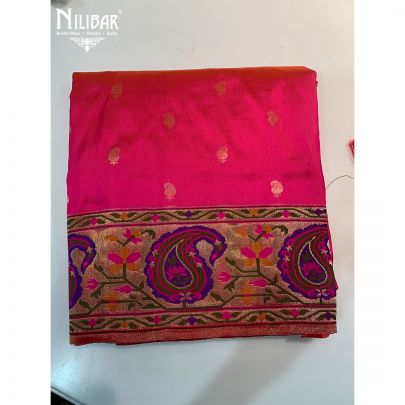Fluorescent Pink Silk Banarasi Saree