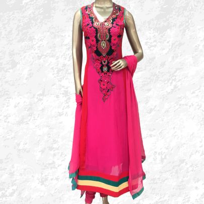 Pink Georgette Anarkali Suit