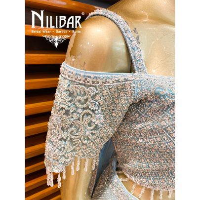 Ice Blue Net Bridal Lehenga