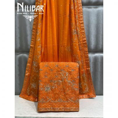 Orange Crepe Unstitched Suit