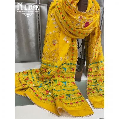 Yellow Chinon Phulkari Dupatta