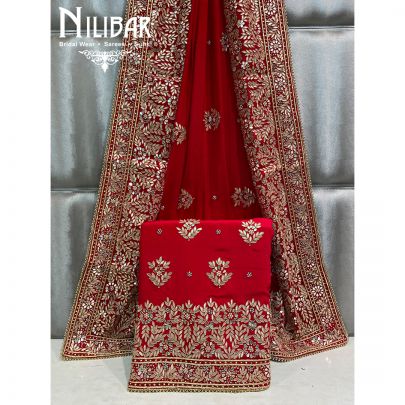 Red Crepe Unstitched Suit 