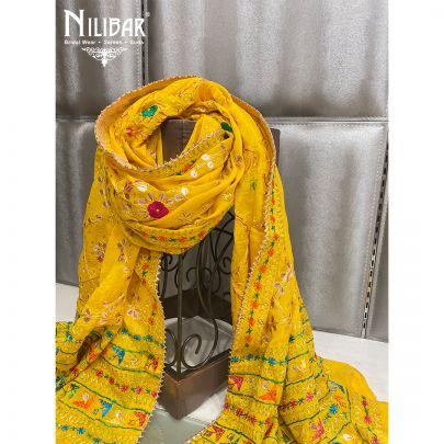 Yellow Chinon Phulkari Dupatta
