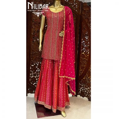 Hot Pink Georgette Garara Suit Set